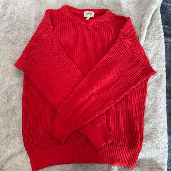 JCPenney The Fox Red Cable Knit Sweater Mens L Preppy Cozycore Cotton - Picture 2 of 6